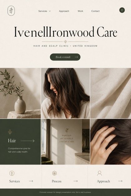 Healthcare website design for United Kingdom, showing a clear opening, service information, supporting content, and a focused inquiry action.