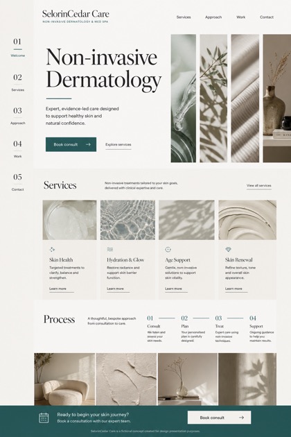 Healthcare website design for United Kingdom, showing a clear opening, service information, supporting content, and a focused inquiry action.