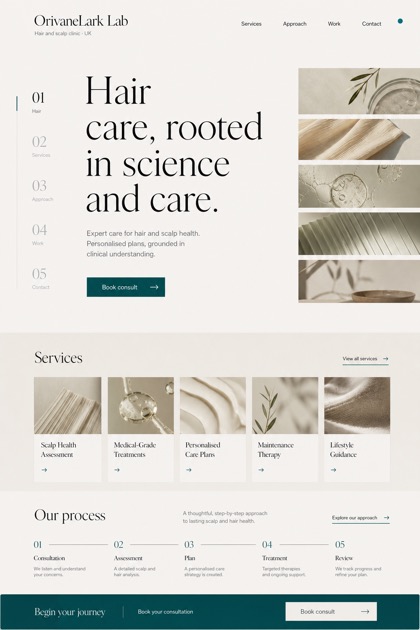 Healthcare website design for United Kingdom, showing a clear opening, service information, supporting content, and a focused inquiry action.
