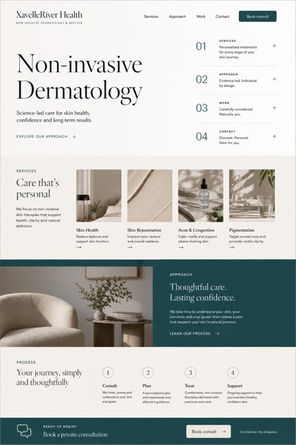 Healthcare website design for United Kingdom, showing a clear opening, service information, supporting content, and a focused inquiry action.