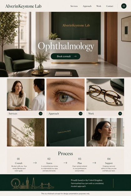 Healthcare website design for United Kingdom, showing a clear opening, service information, supporting content, and a focused inquiry action.
