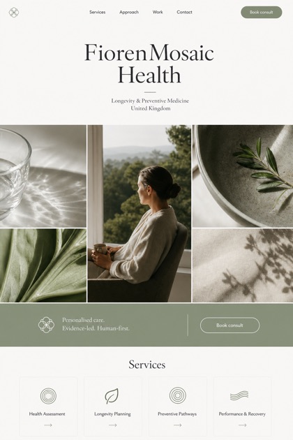 Healthcare website design for United Kingdom, showing a clear opening, service information, supporting content, and a focused inquiry action.