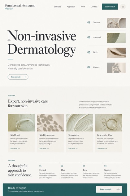 Healthcare website design for United Kingdom, showing a clear opening, service information, supporting content, and a focused inquiry action.