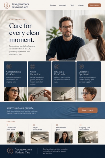 Healthcare website design for United Kingdom, showing a clear opening, service information, supporting content, and a focused inquiry action.