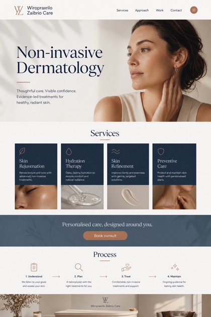 Healthcare website design for United Kingdom, showing a clear opening, service information, supporting content, and a focused inquiry action.