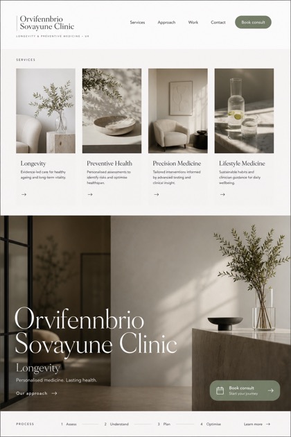 Healthcare website design for United Kingdom, showing a clear opening, service information, supporting content, and a focused inquiry action.