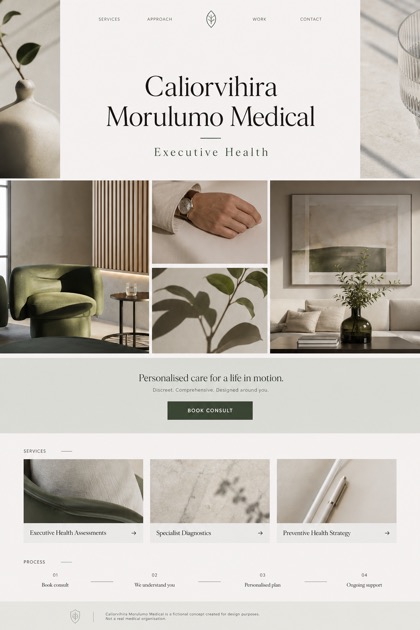 Healthcare website design for United Kingdom, showing a clear opening, service information, supporting content, and a focused inquiry action.