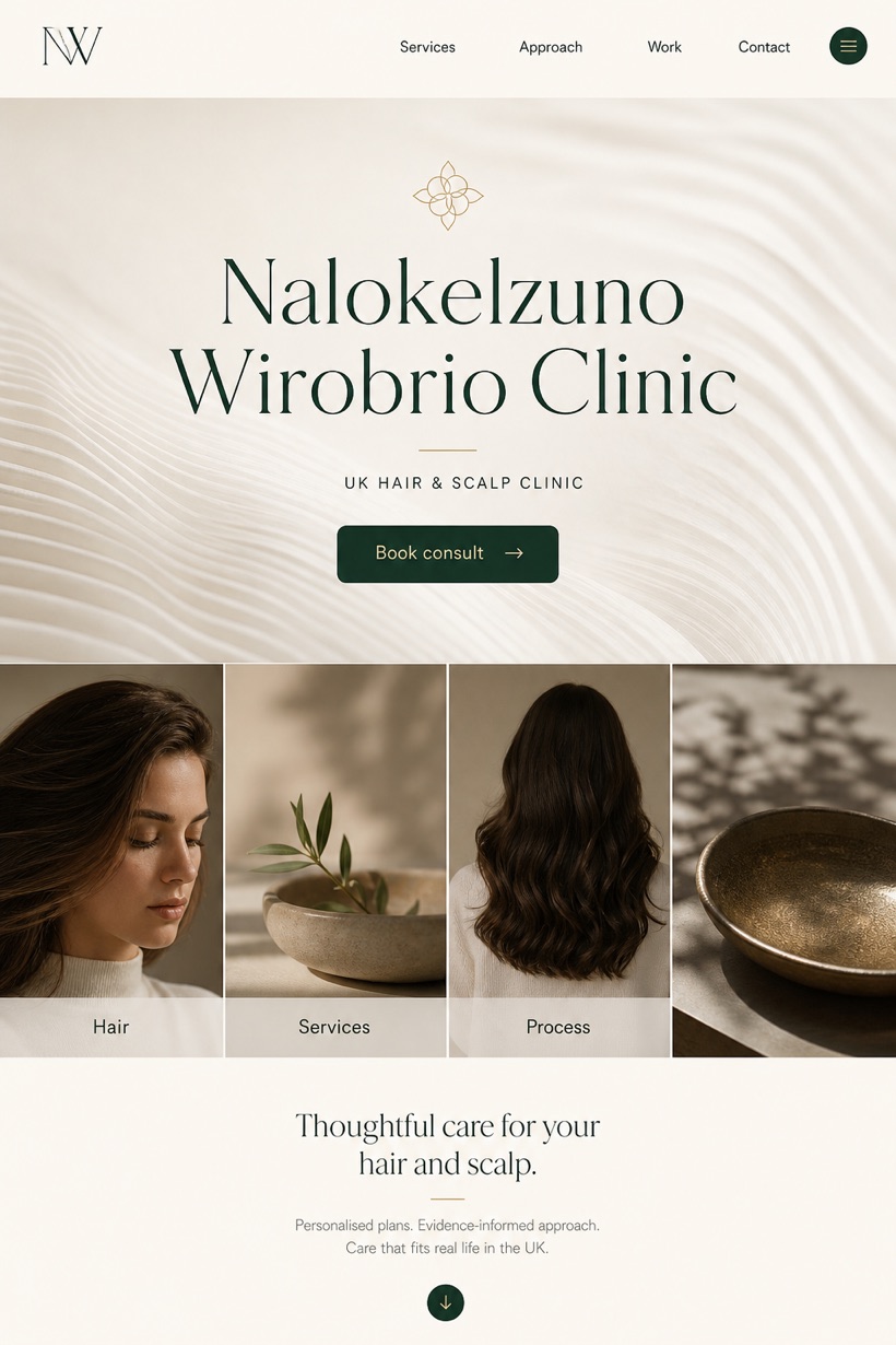 Healthcare website design for United Kingdom, showing a clear opening, service information, supporting content, and a focused inquiry action.