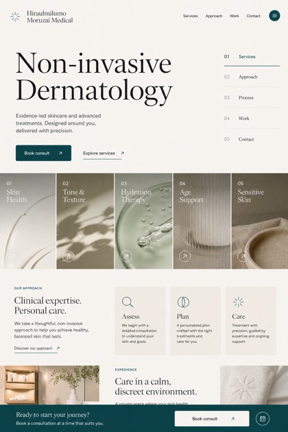 Healthcare website design for United Kingdom, showing a clear opening, service information, supporting content, and a focused inquiry action.