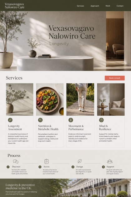 Healthcare website design for United Kingdom, showing a clear opening, service information, supporting content, and a focused inquiry action.