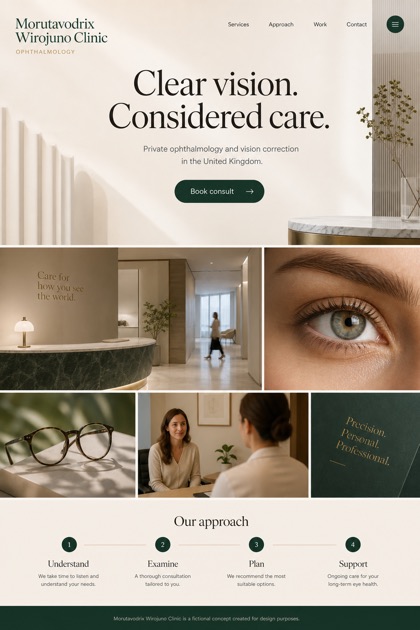 Healthcare website design for United Kingdom, showing a clear opening, service information, supporting content, and a focused inquiry action.