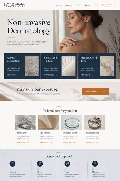 Healthcare website design for United Kingdom, showing a clear opening, service information, supporting content, and a focused inquiry action.