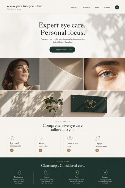 Healthcare website design for United Kingdom, showing a clear opening, service information, supporting content, and a focused inquiry action.