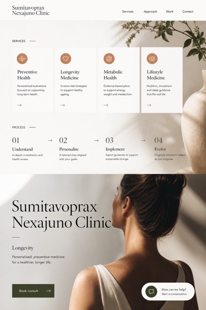 Healthcare website design for United Kingdom, showing a clear opening, service information, supporting content, and a focused inquiry action.