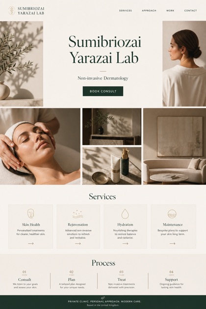 Healthcare website design for United Kingdom, showing a clear opening, service information, supporting content, and a focused inquiry action.