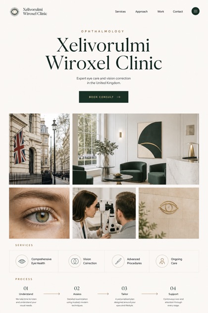 Healthcare website design for United Kingdom, showing a clear opening, service information, supporting content, and a focused inquiry action.