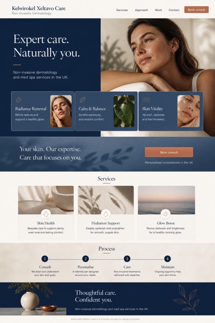 Healthcare website design for United Kingdom, showing a clear opening, service information, supporting content, and a focused inquiry action.