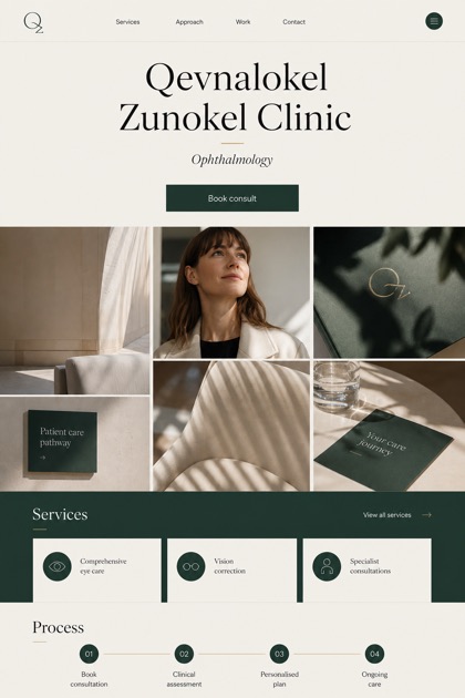 Healthcare website design for United Kingdom, showing a clear opening, service information, supporting content, and a focused inquiry action.