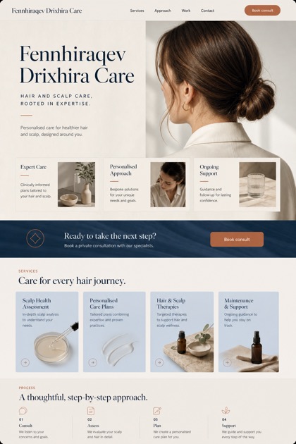 Healthcare website design for United Kingdom, showing a clear opening, service information, supporting content, and a focused inquiry action.