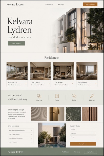 Property website design for United Kingdom, showing a clear opening, service information, supporting content, and a focused inquiry action.
