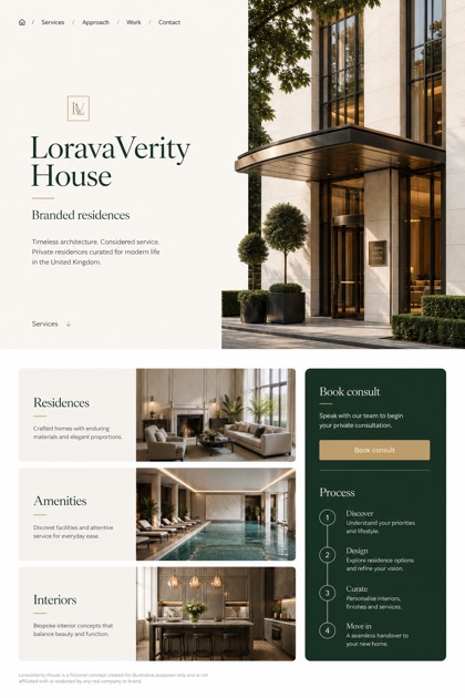 Property website design for United Kingdom, showing a clear opening, service information, supporting content, and a focused inquiry action.