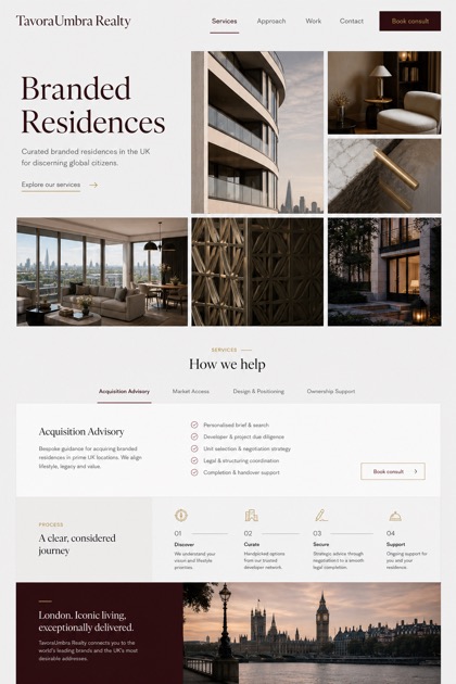 Property website design for United Kingdom, showing a clear opening, service information, supporting content, and a focused inquiry action.
