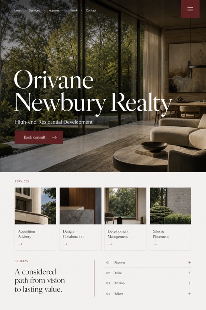 Property website design for United Kingdom, showing a clear opening, service information, supporting content, and a focused inquiry action.