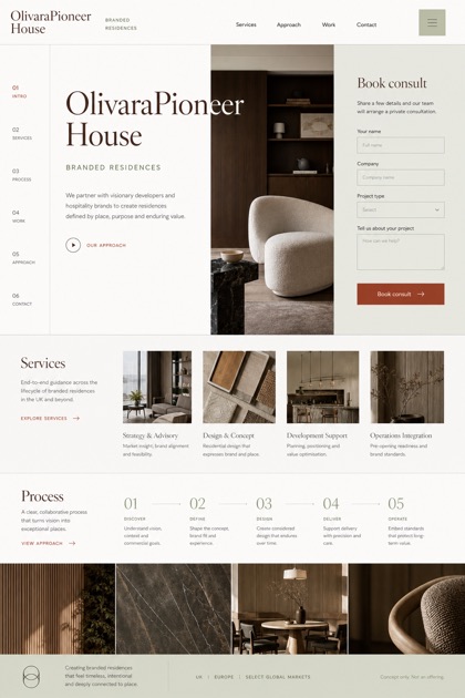 Property website design for United Kingdom, showing a clear opening, service information, supporting content, and a focused inquiry action.