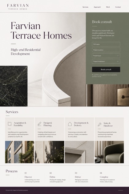 Property website design for United Kingdom, showing a clear opening, service information, supporting content, and a focused inquiry action.