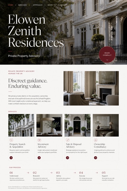 Property website design for United Kingdom, showing a clear opening, service information, supporting content, and a focused inquiry action.