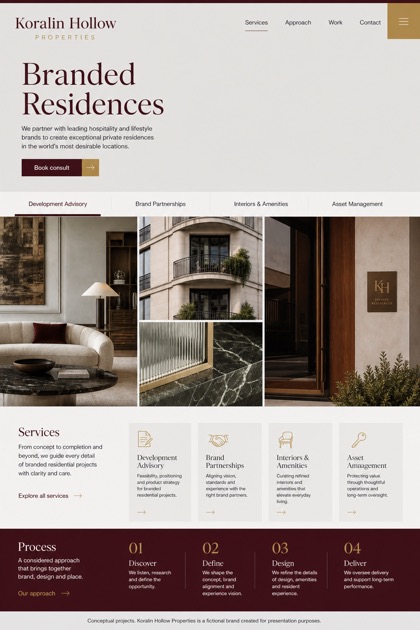 Property website design for United Kingdom, showing a clear opening, service information, supporting content, and a focused inquiry action.