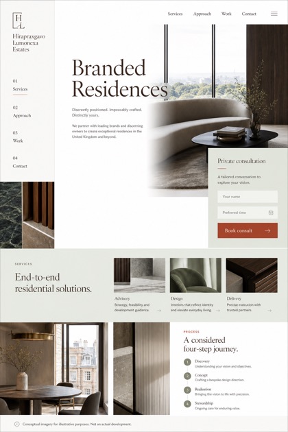 Property website design for United Kingdom, showing a clear opening, service information, supporting content, and a focused inquiry action.