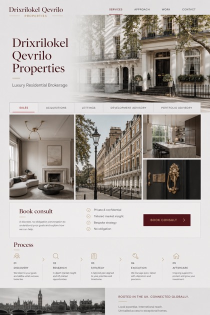 Property website design for United Kingdom, showing a clear opening, service information, supporting content, and a focused inquiry action.
