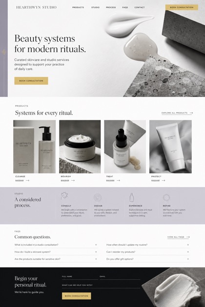 Beauty & Wellness website design for United States, showing a clear opening, service information, supporting content, and a focused inquiry action.