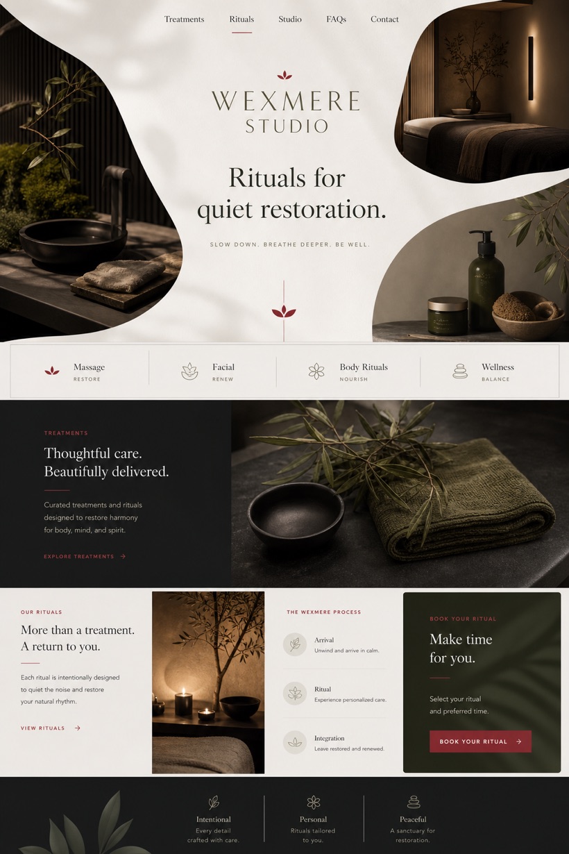 Beauty & Wellness website design for United States, showing a clear opening, service information, supporting content, and a focused inquiry action.