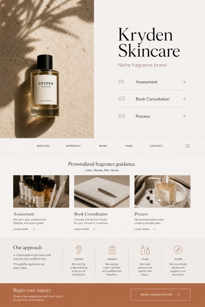 Beauty & Wellness website design for United States, showing a clear opening, service information, supporting content, and a focused inquiry action.