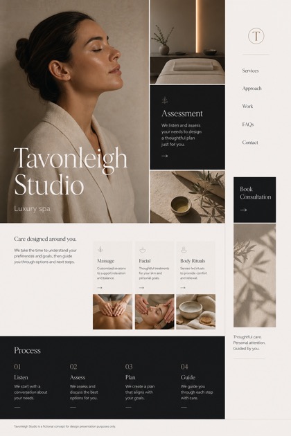 Beauty & Wellness website design for United States, showing a clear opening, service information, supporting content, and a focused inquiry action.