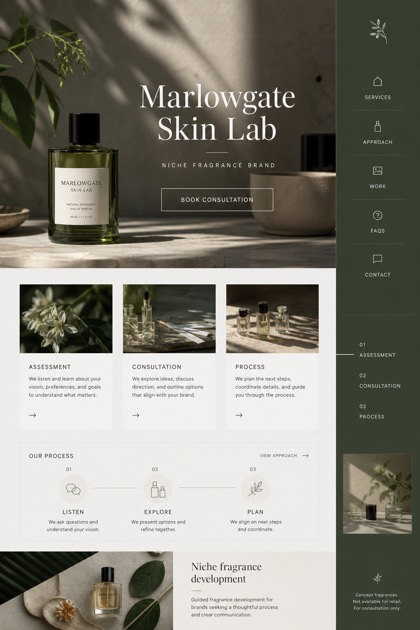 Beauty & Wellness website design for United States, showing a clear opening, service information, supporting content, and a focused inquiry action.