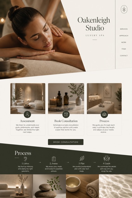 Beauty & Wellness website design for United States, showing a clear opening, service information, supporting content, and a focused inquiry action.