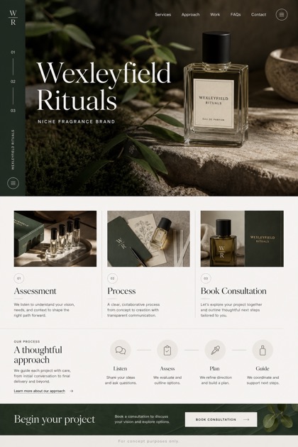 Beauty & Wellness website design for United States, showing a clear opening, service information, supporting content, and a focused inquiry action.