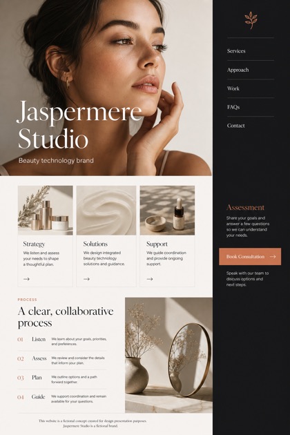 Beauty & Wellness website design for United States, showing a clear opening, service information, supporting content, and a focused inquiry action.