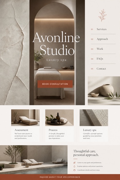 Beauty & Wellness website design for United States, showing a clear opening, service information, supporting content, and a focused inquiry action.
