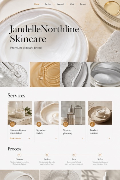 Beauty & Wellness website design for United States, showing a clear opening, service information, supporting content, and a focused inquiry action.