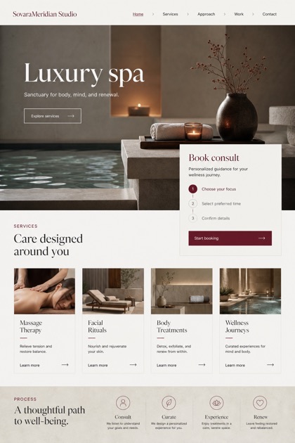 Beauty & Wellness website design for United States, showing a clear opening, service information, supporting content, and a focused inquiry action.