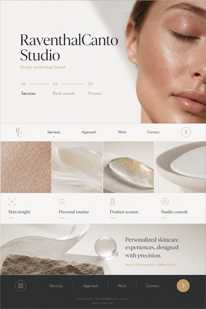 Beauty & Wellness website design for United States, showing a clear opening, service information, supporting content, and a focused inquiry action.