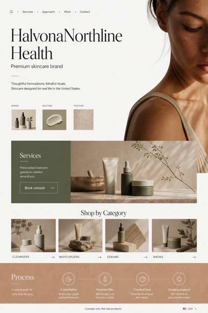 Beauty & Wellness website design for United States, showing a clear opening, service information, supporting content, and a focused inquiry action.