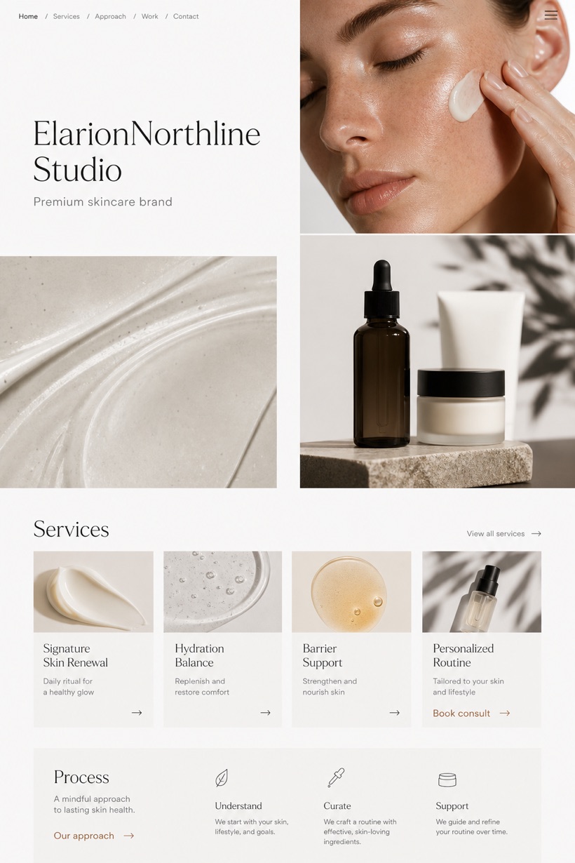 Beauty & Wellness website design for United States, showing a clear opening, service information, supporting content, and a focused inquiry action.