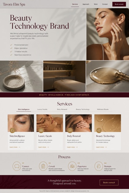 Beauty & Wellness website design for United States, showing a clear opening, service information, supporting content, and a focused inquiry action.