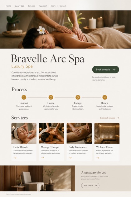 Beauty & Wellness website design for United States, showing a clear opening, service information, supporting content, and a focused inquiry action.