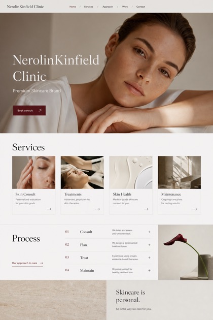Beauty & Wellness website design for United States, showing a clear opening, service information, supporting content, and a focused inquiry action.